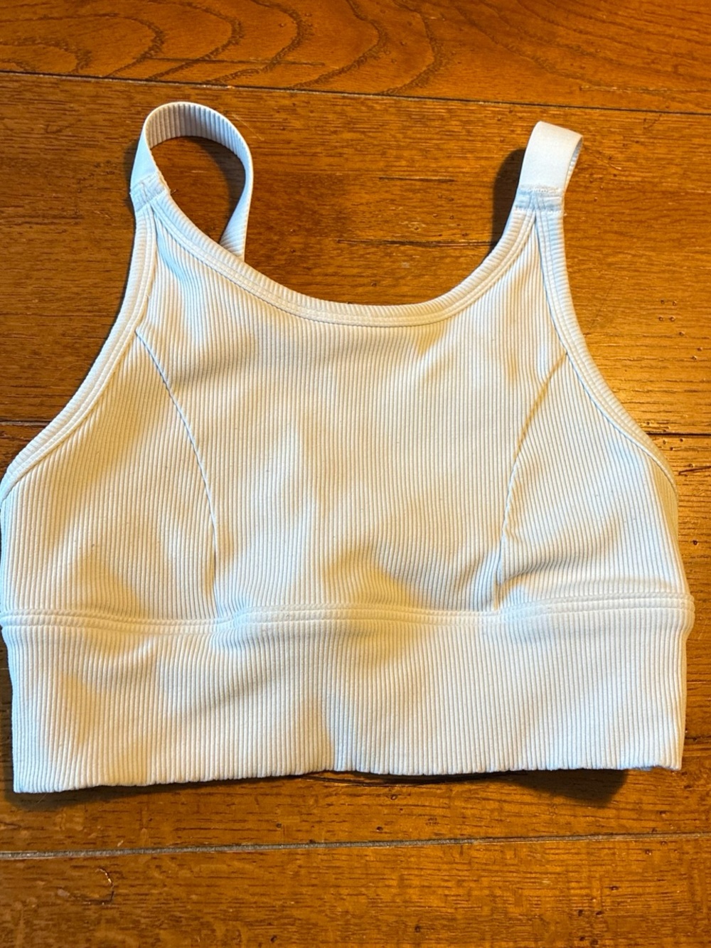 aerie Ribbed White Sports Bra